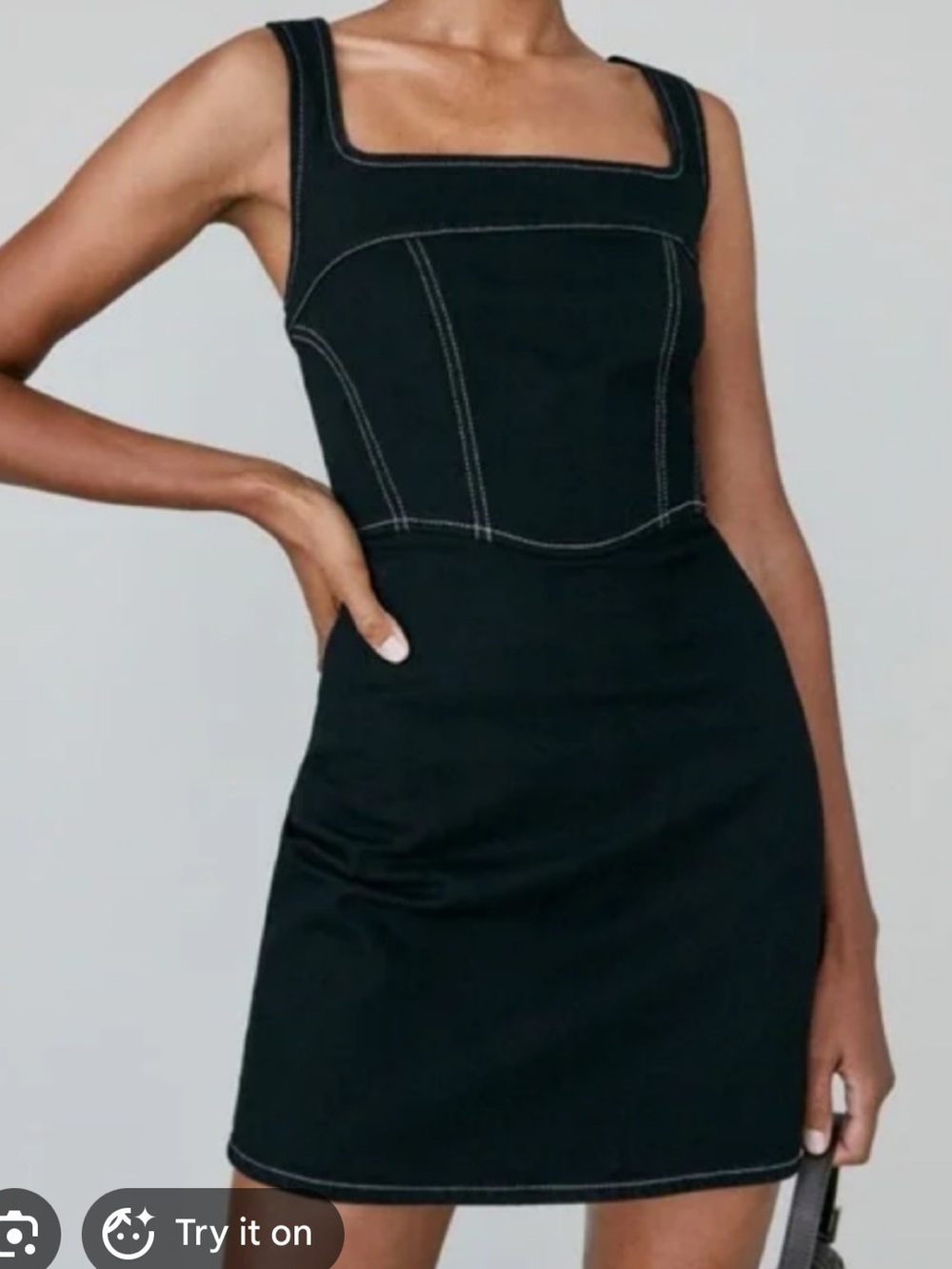 Reformation Davies brown denim bustier dress